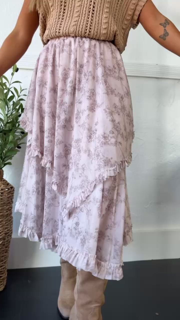 Hazel Bloom Maxi Skirt, Cream Multi