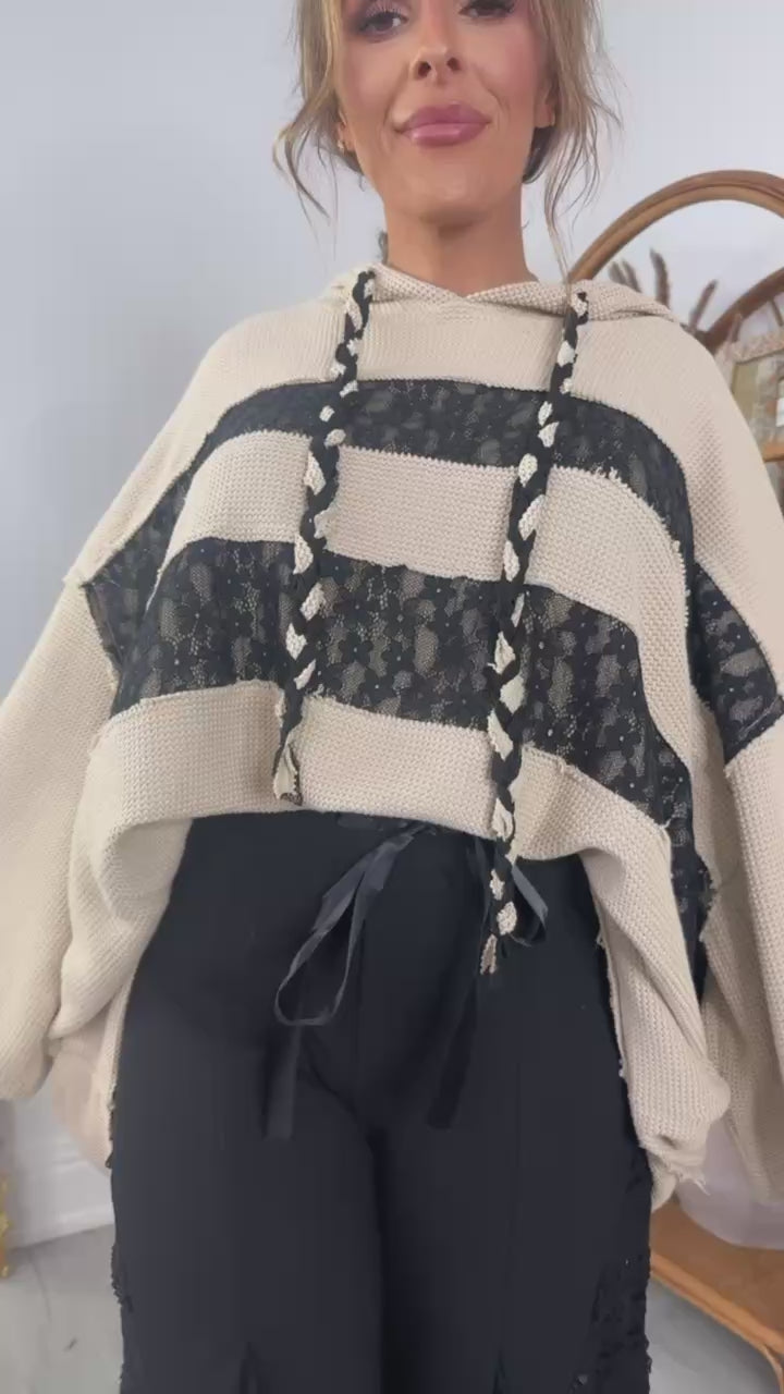 Coalstone Pullover Top, Taupe- Black