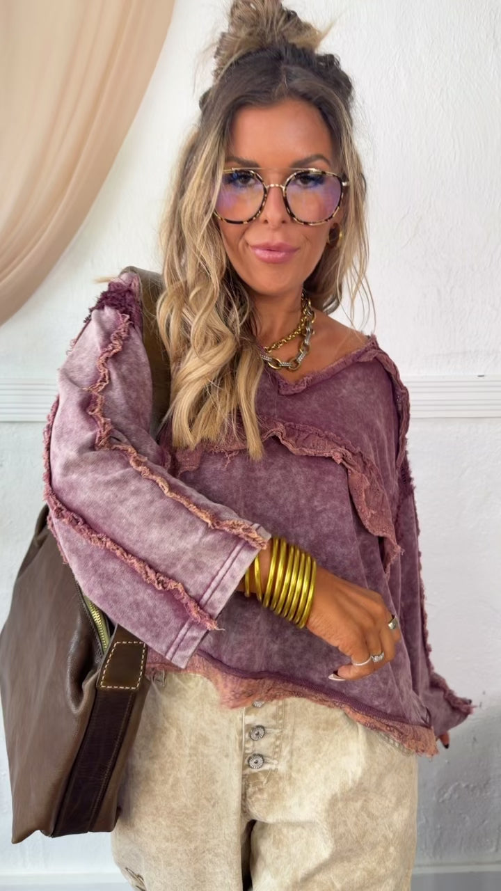 In The End Ruffled Blouse, Burgundy