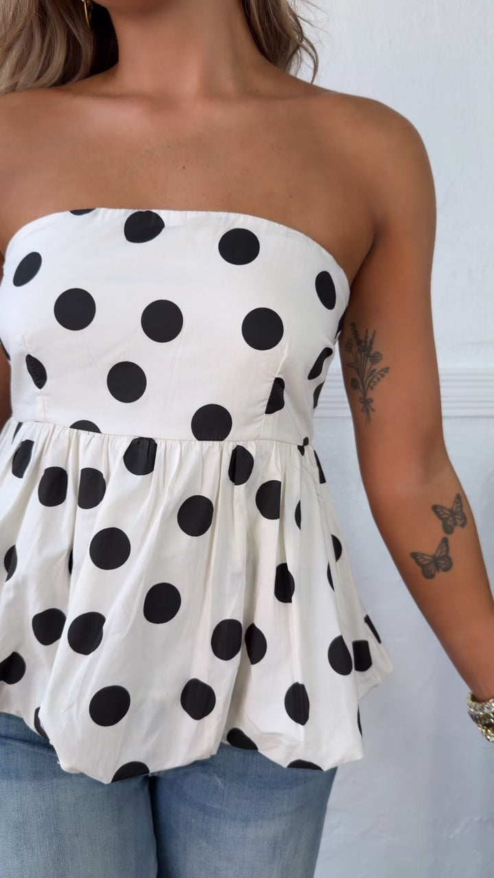 The Polka Dot Cami Top, Off White/Black