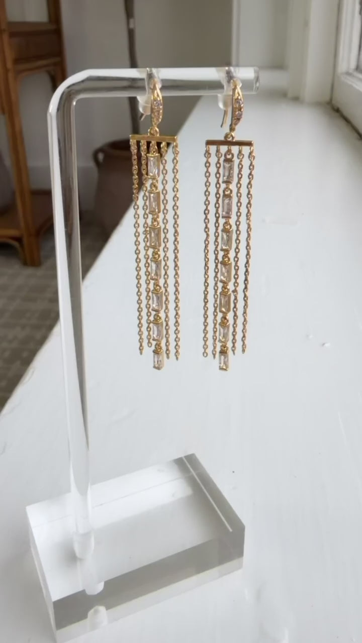 Fringy Baguette Earring, Gold