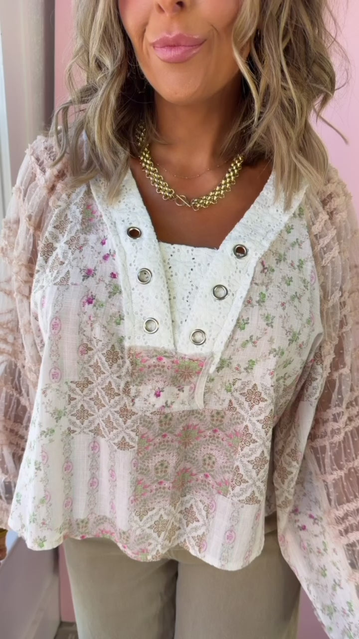 Sunset Sol Blouse, Soft Pink