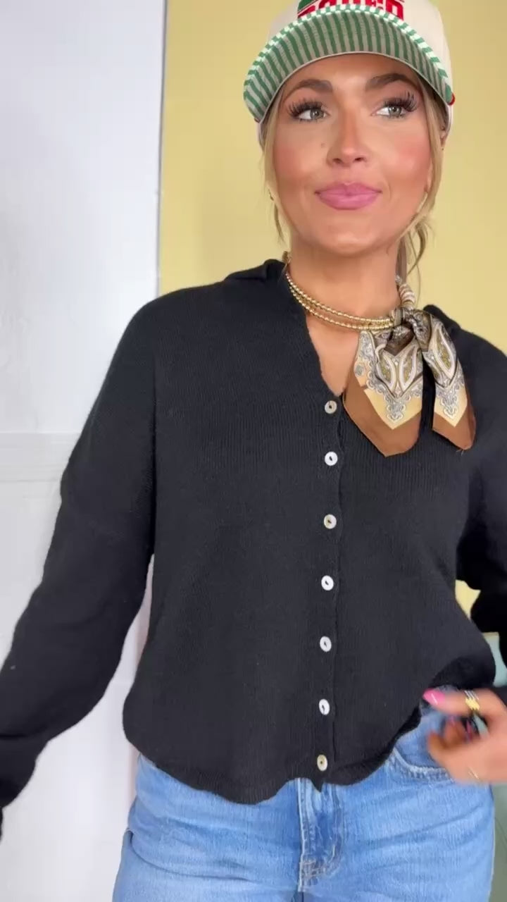 Penelope Knit Cardigan, Black