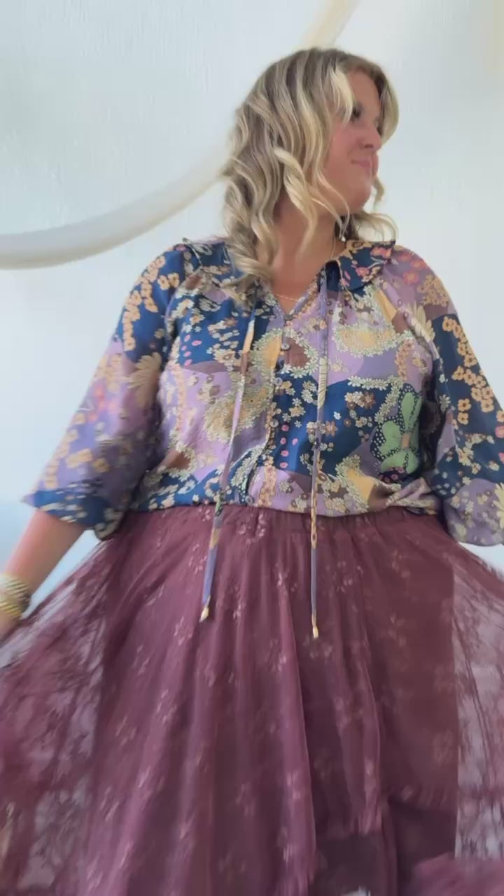 Delicate Dreams Embellished Lace Skirt, Chestnut