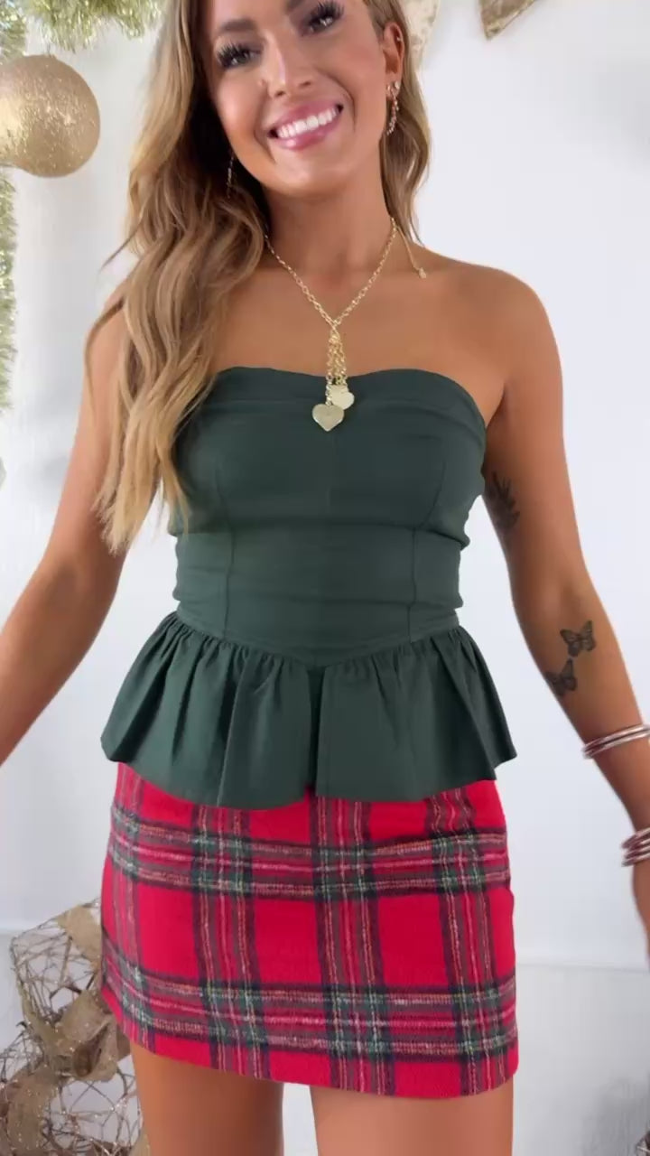 Forest Eve Strapless Top, Deep Green