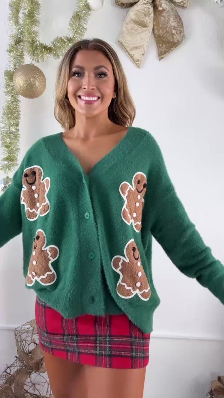 Gingerbread Knit Cardigan, Hunter Green