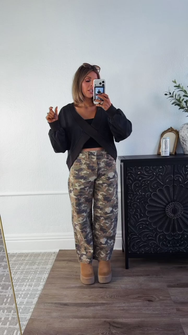 Criss Cross Reversible Sweatshirt, Washed Black