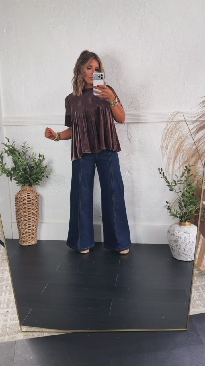 Dallas Wide Leg Denim, Dark Denim