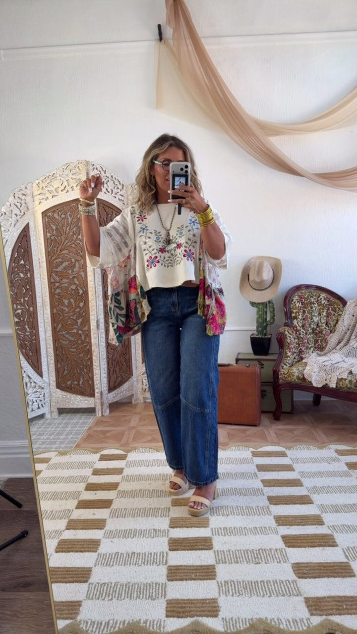 Gabriella Floral Top, Black