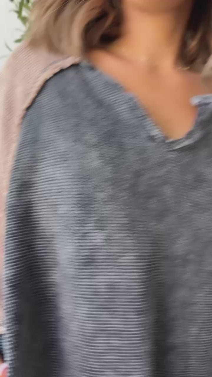 Mood Stitched Oversized Top, Black