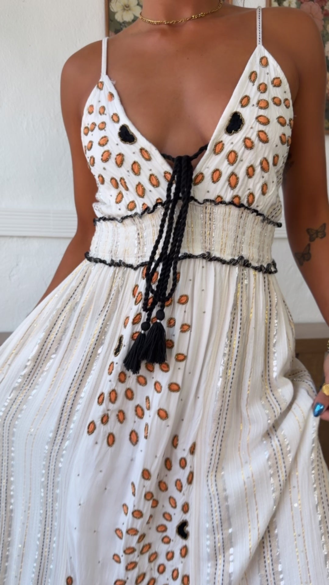 Smokey Petal Maxi Dress, Ivory Multi