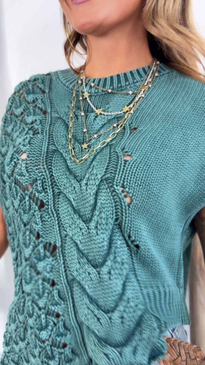 Wild Heart Sweater Tank, Teal Green