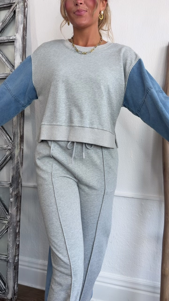 Denim Lounge Set, Grey/Denim