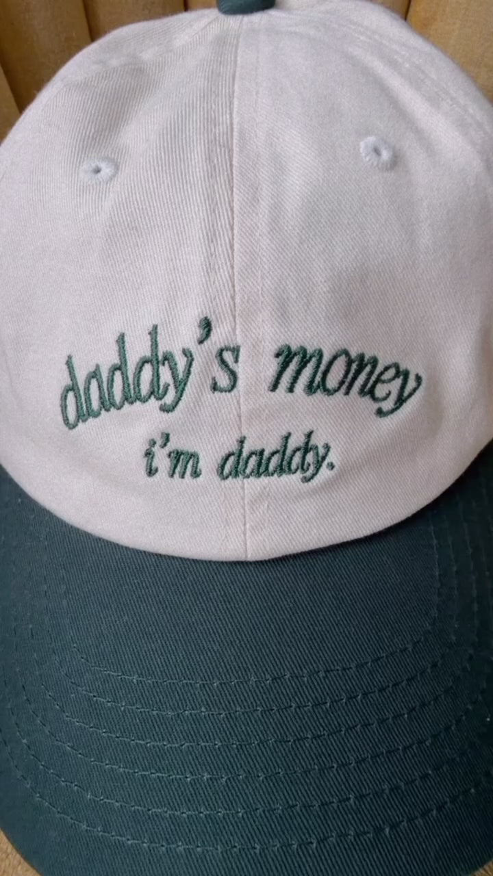 Daddy Money Ball Cap, Green/ Natural