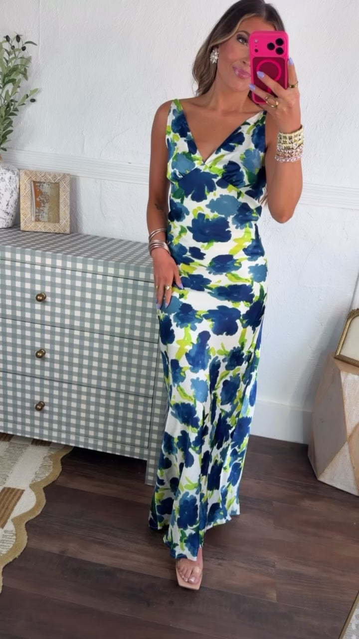 Garden Grace Maxi Dress, Blue