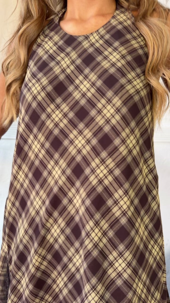 Halter Patch Midi Dress, Brown