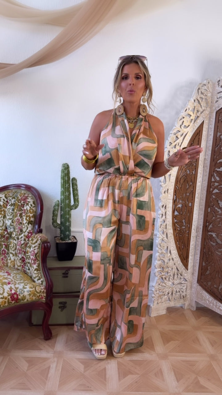Abstract Beauty Jumpsuit, Blushed Stone