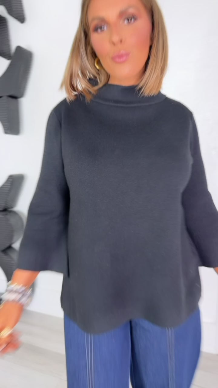 Slate Edit Knit Sweater, Black