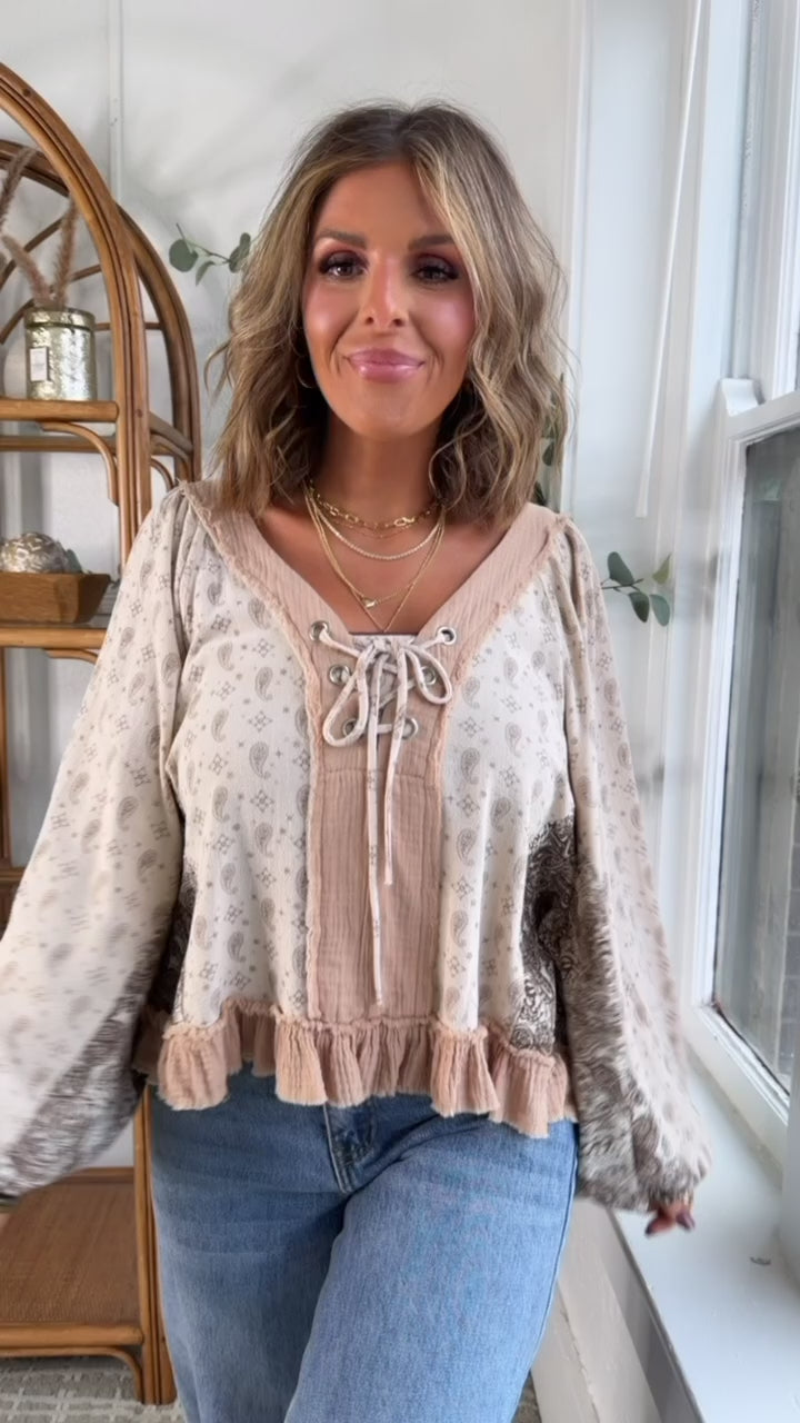 Petal Kiss Blouse, Beige Multi