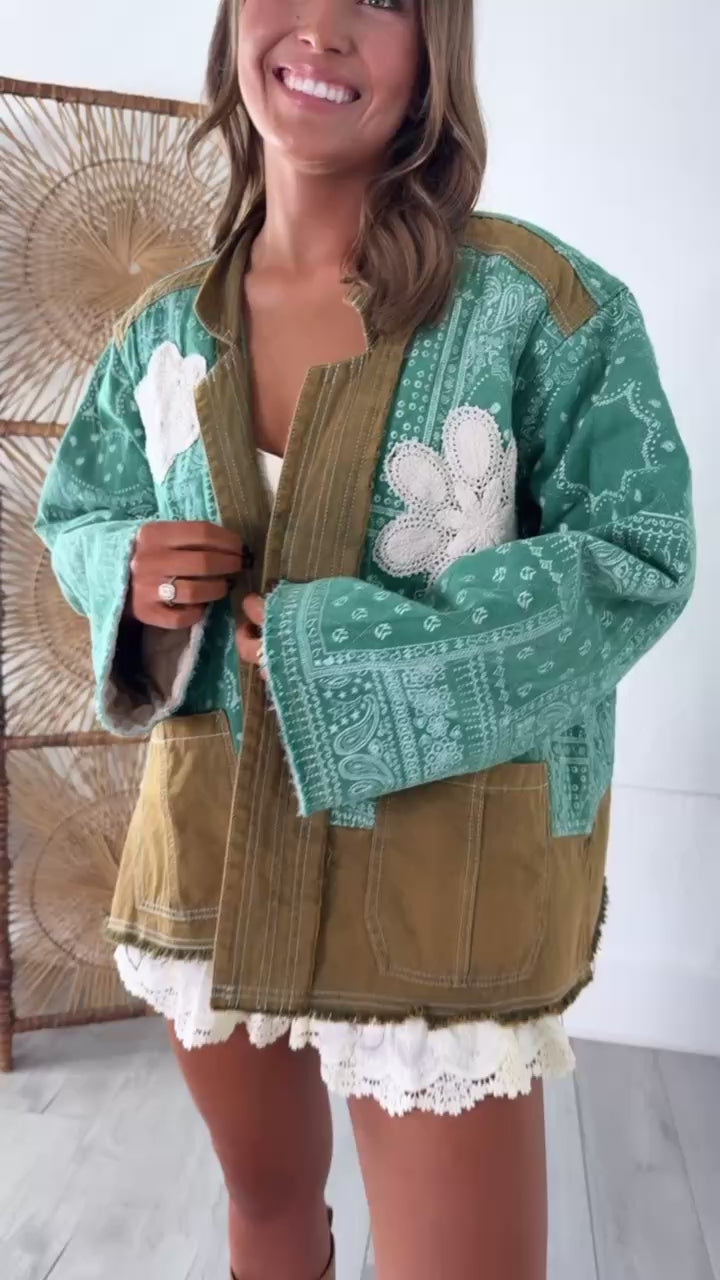 Jewel Loom Woven Jacket, Jade Green