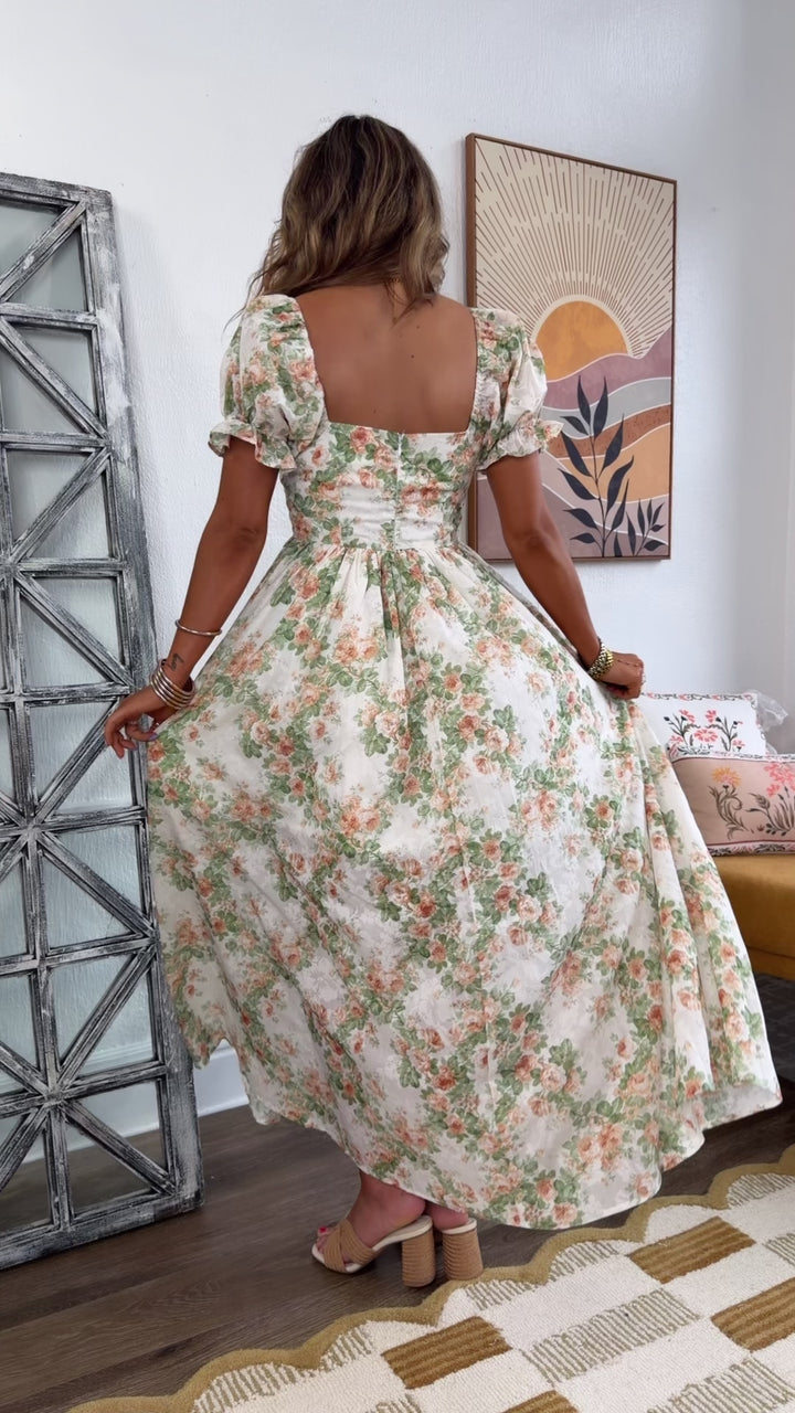 The Lillian Dress, Cream/ Dusty Pink