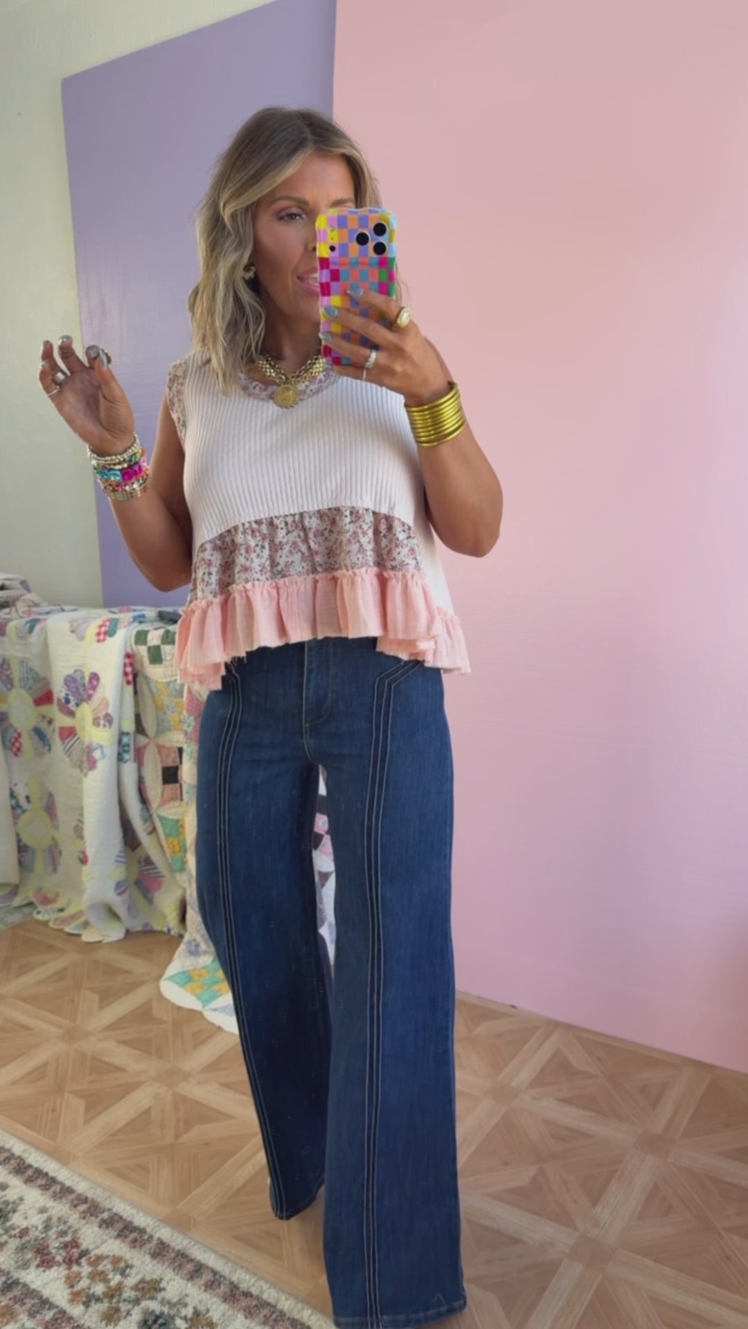 Dallas Wide Leg Denim, Cream