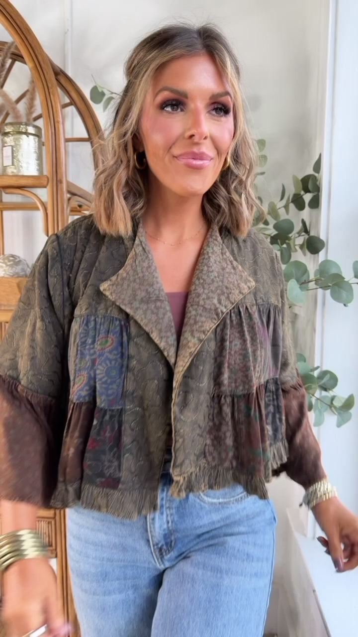 Sage Lane Cropped Cardi Jacket, Amber