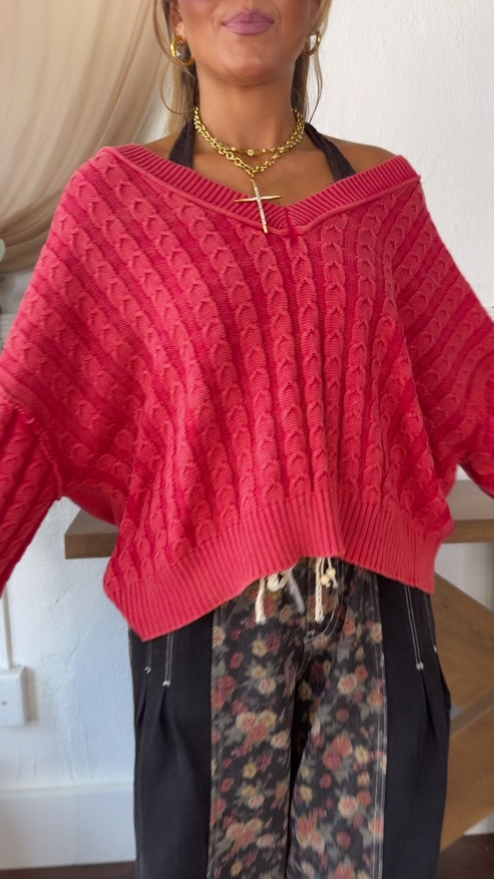 Harper Knit Sweater, Apple Red