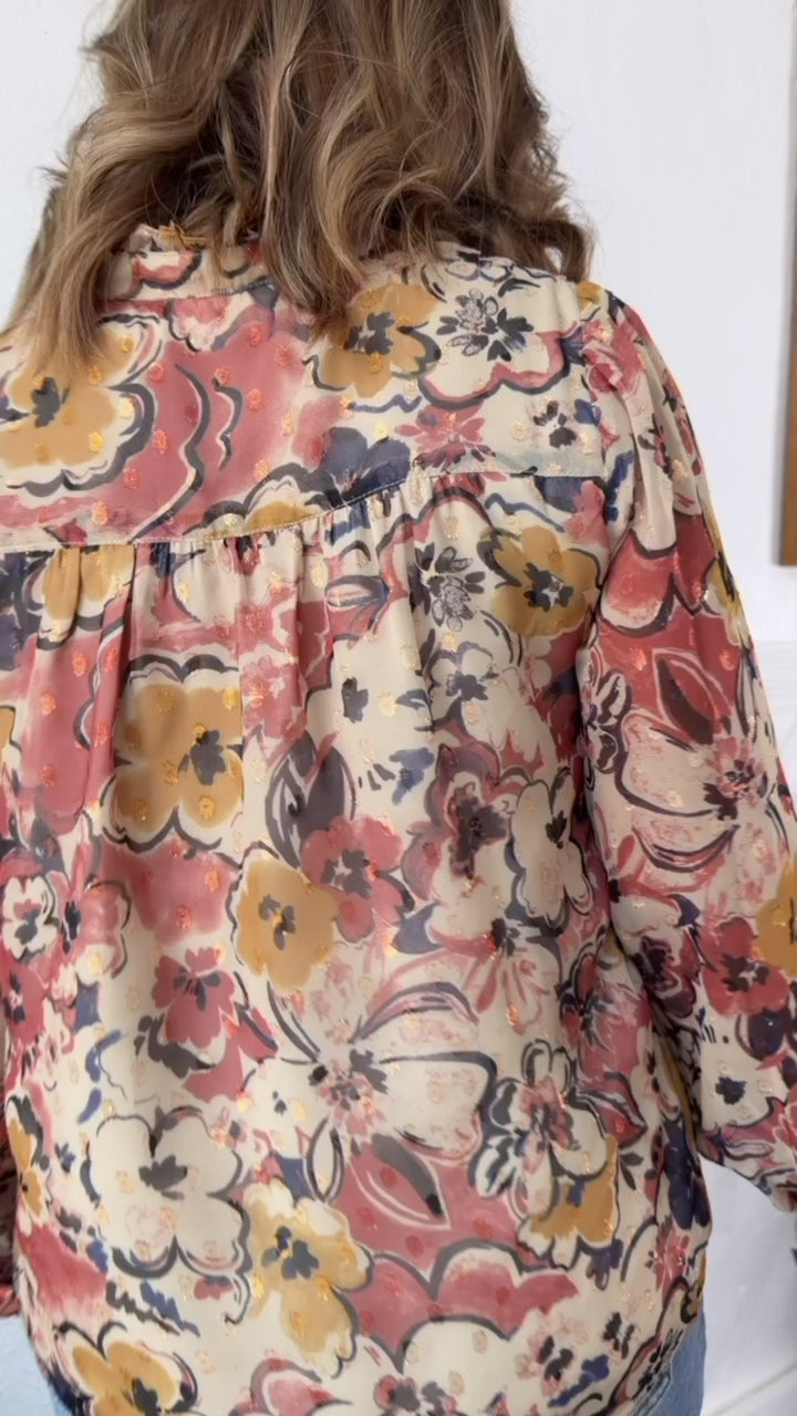 Mauve Mist Blouse, Beige Combo