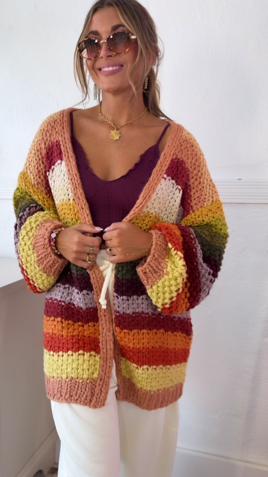 Hand Crochet Oversized Cardigan, Autumn Leaves