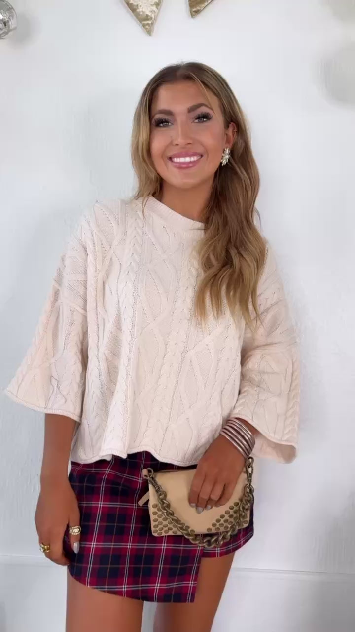 Winter Washed Knit Sweater, Ecru