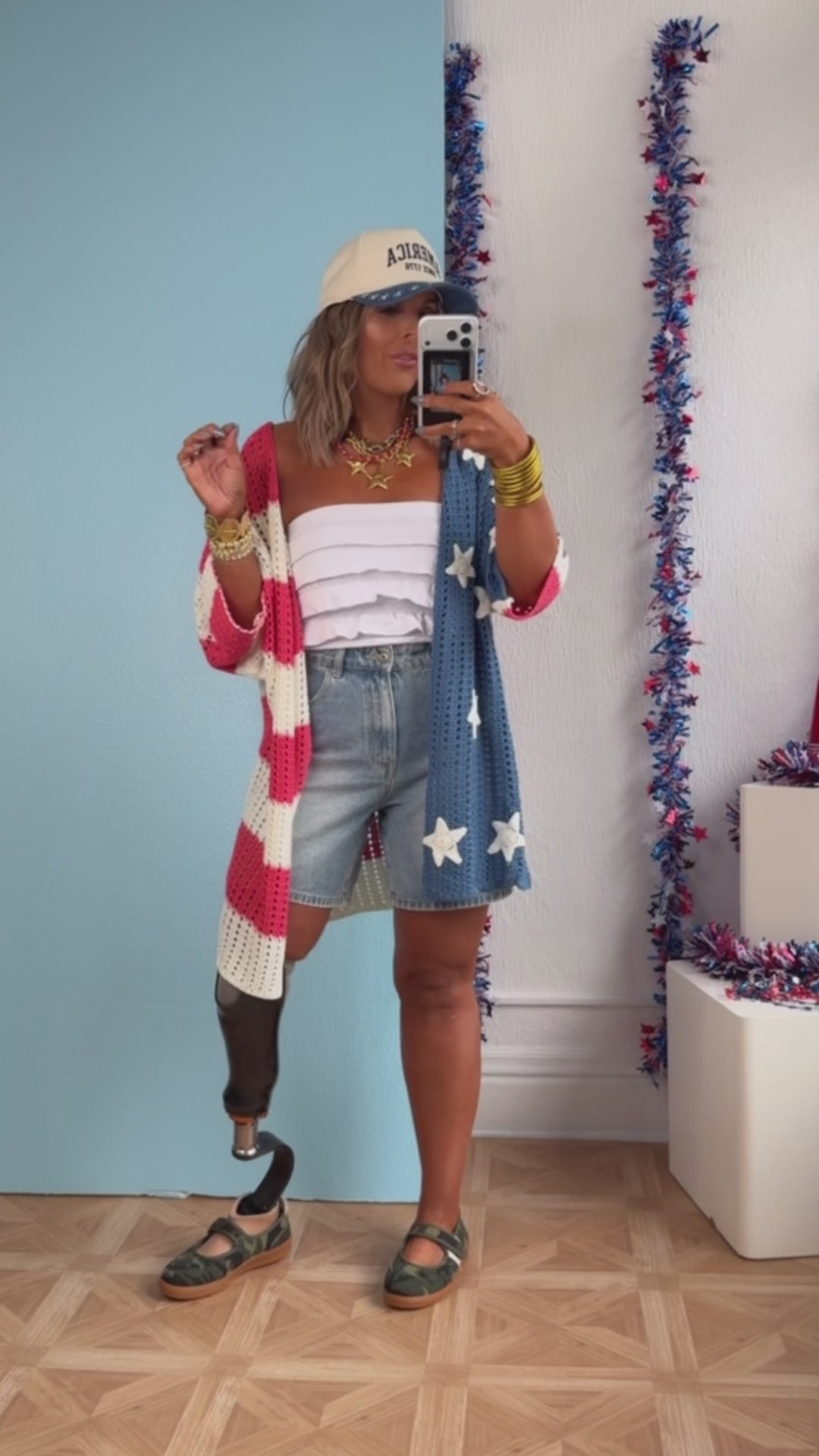 Shooting Stars Knit Cardigan, American Flag