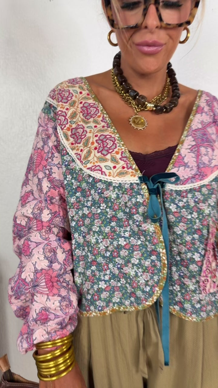 The Clara Patchwork Jacket, Pink Combo