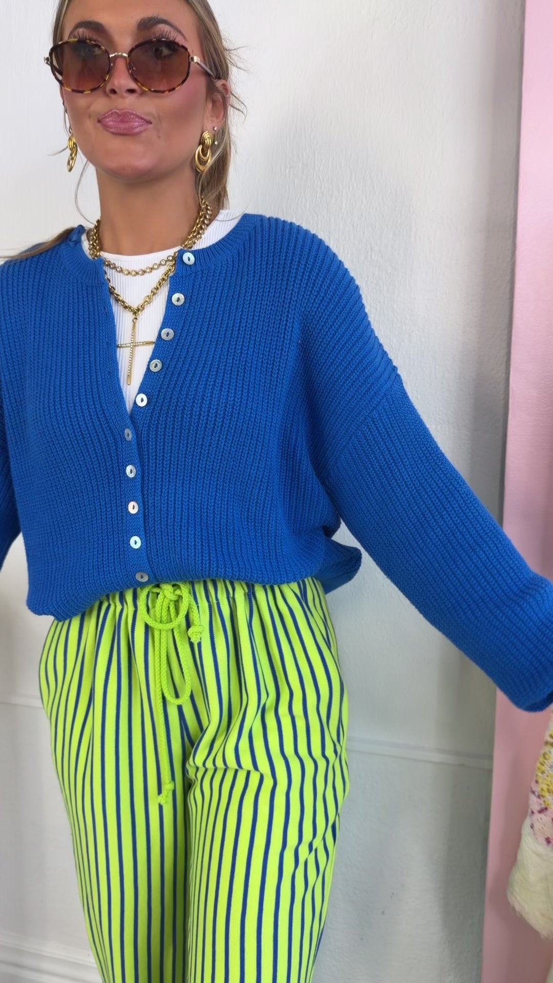 Iris Button Up Sweater, Cobalt