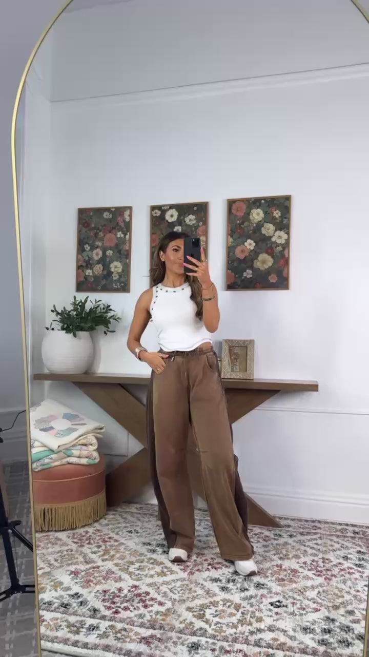 Simple Wear Basic Studded Detail Tank, Off White