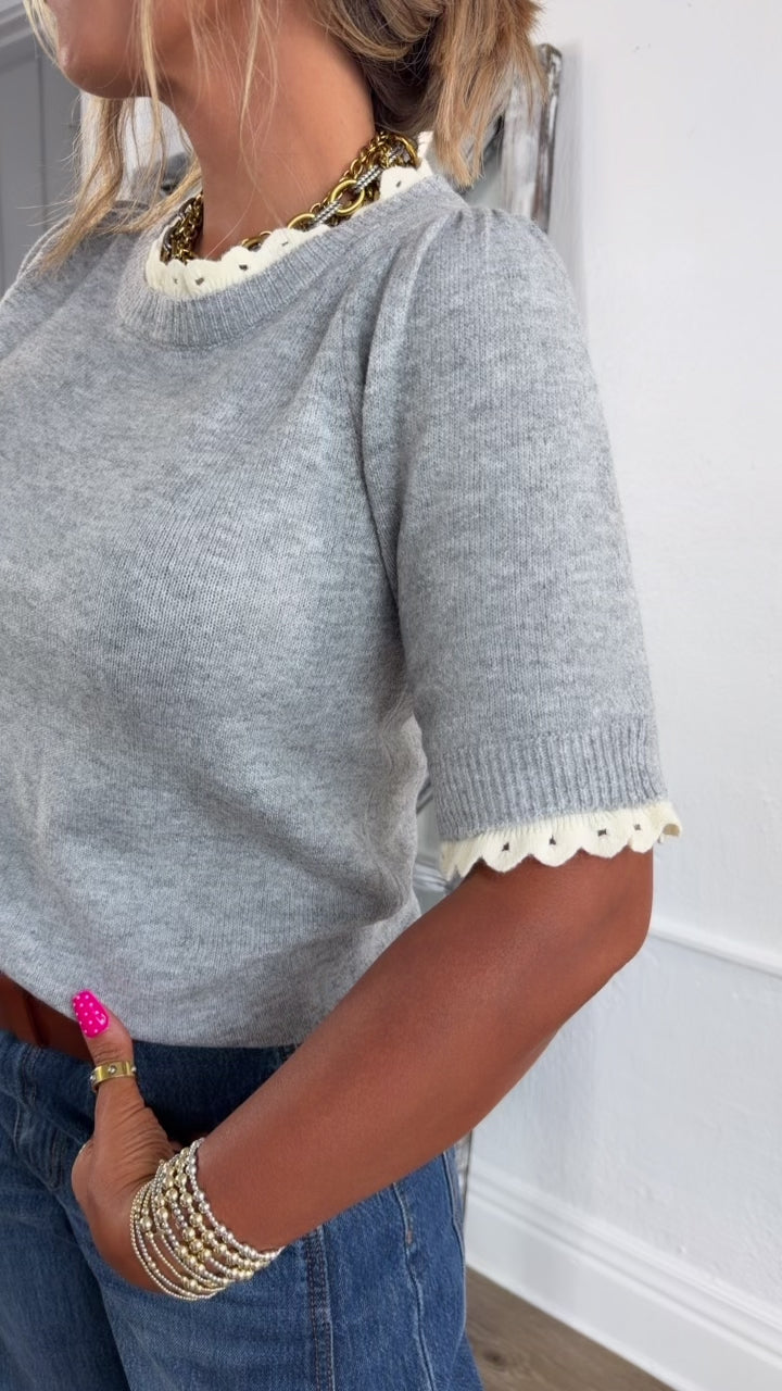 The Simple Way Sweater, Grey/Cream