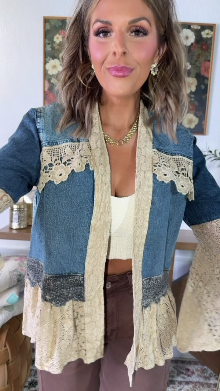 Denim Lace Kimono, Denim