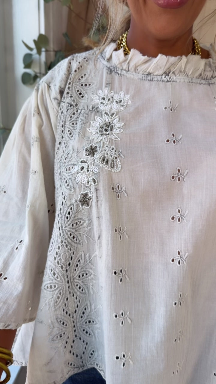 Orchid Lane Blouse, Pale Grey