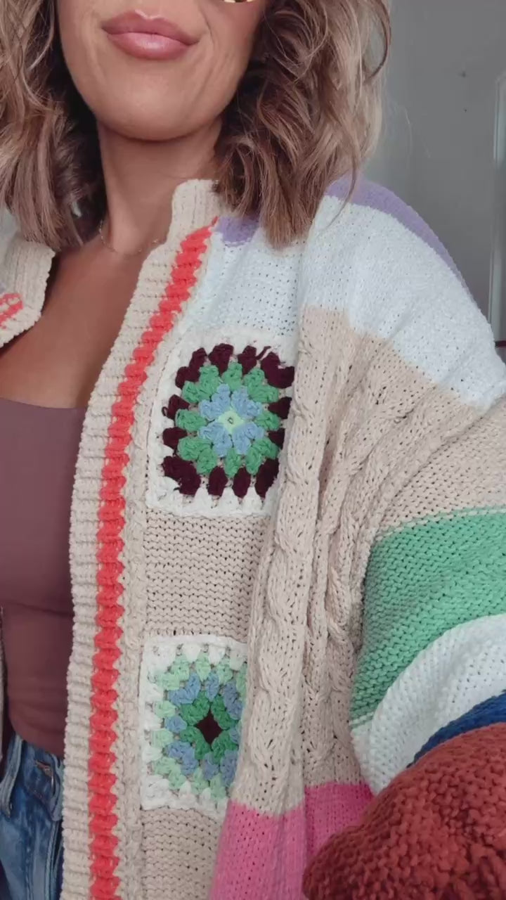 Sophie Color block Cardigan, Multi