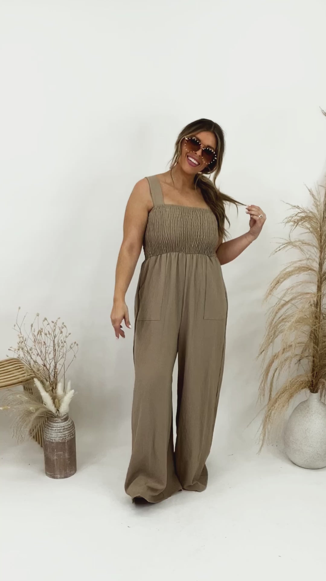 To The Tropics Jumpsuit, Taupe – Everyday Chic Boutique