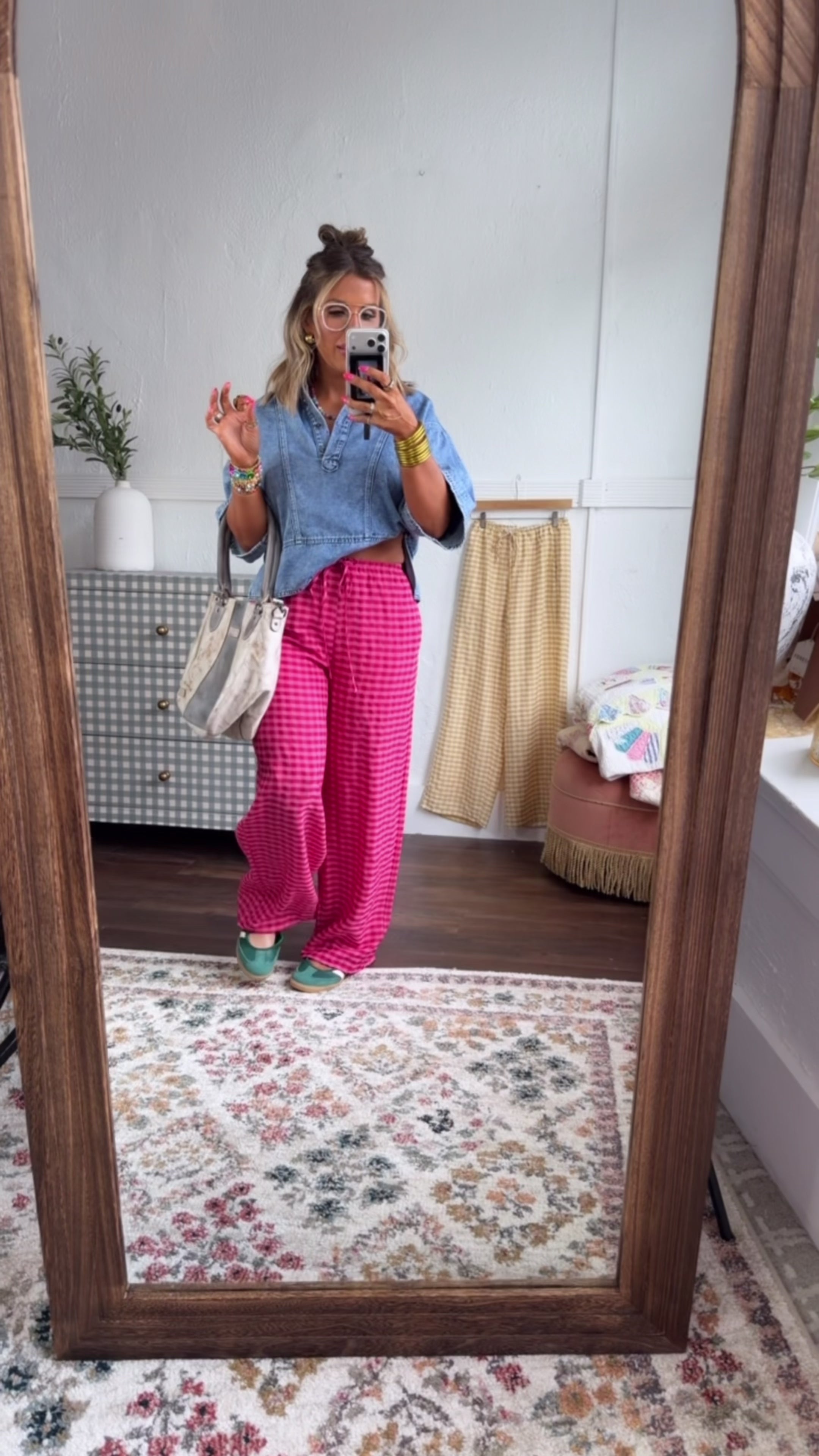 Gingham Print Drawstring Pants, Fuchsia Multi – Everyday Chic Boutique