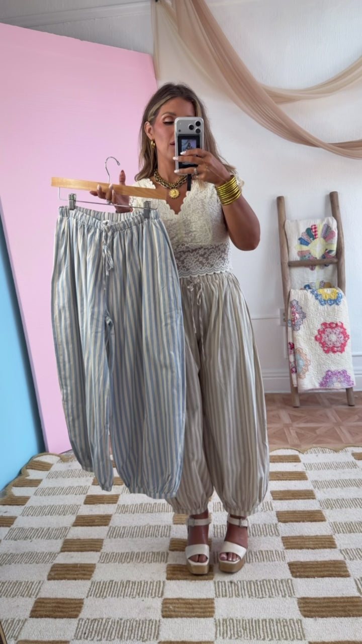 Modern Stripe Jogger Pants, Lt.Blue