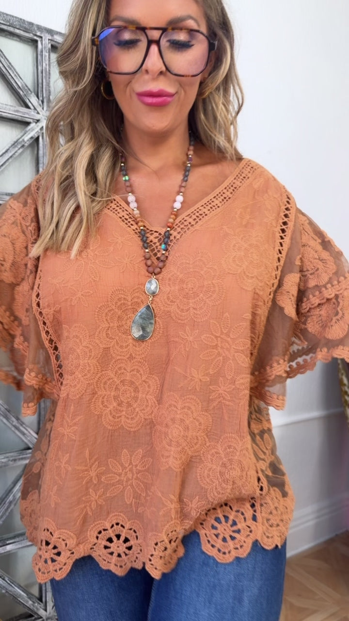 Sunlit Earth Blouse, Camel