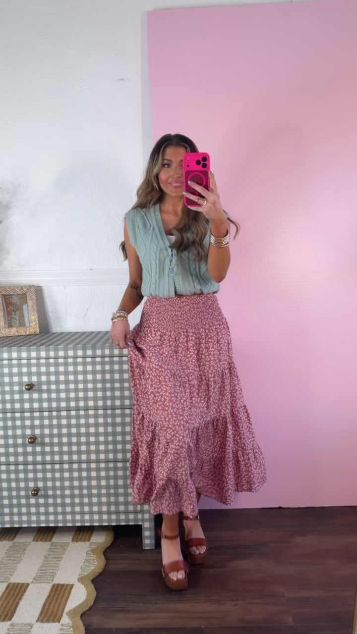 Scarlett Jo Midi Skirt, Ginger/ White