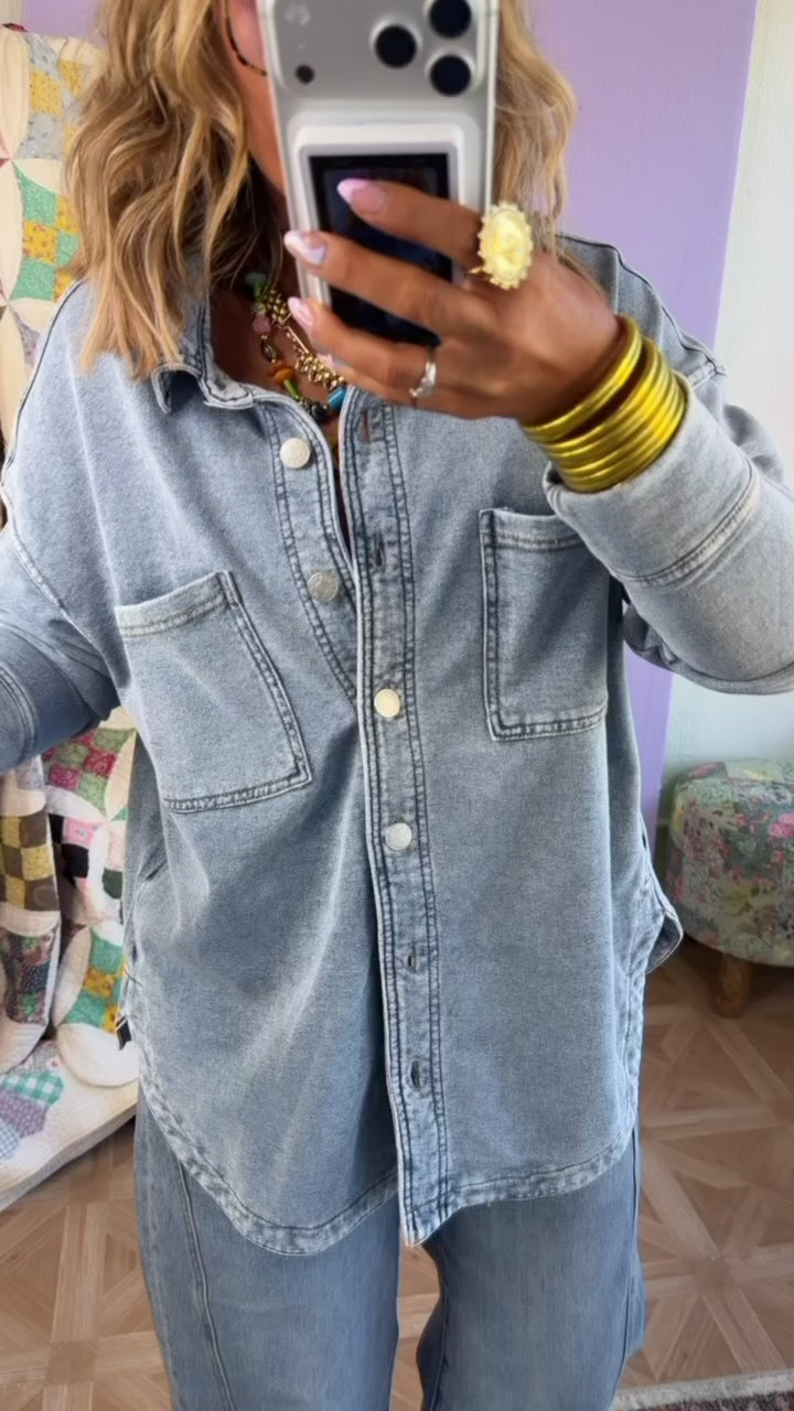 Washed Oversized Shacket, Lt.Denim