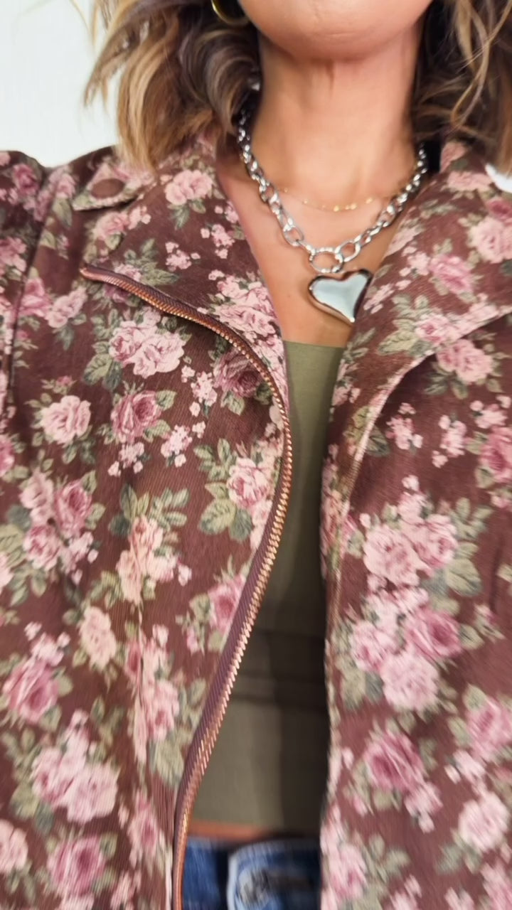 Bronze Blooms Blazer, Brown Combo