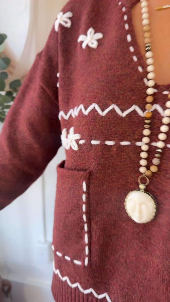 Gentle Springs Floral Pullover, Maple Red