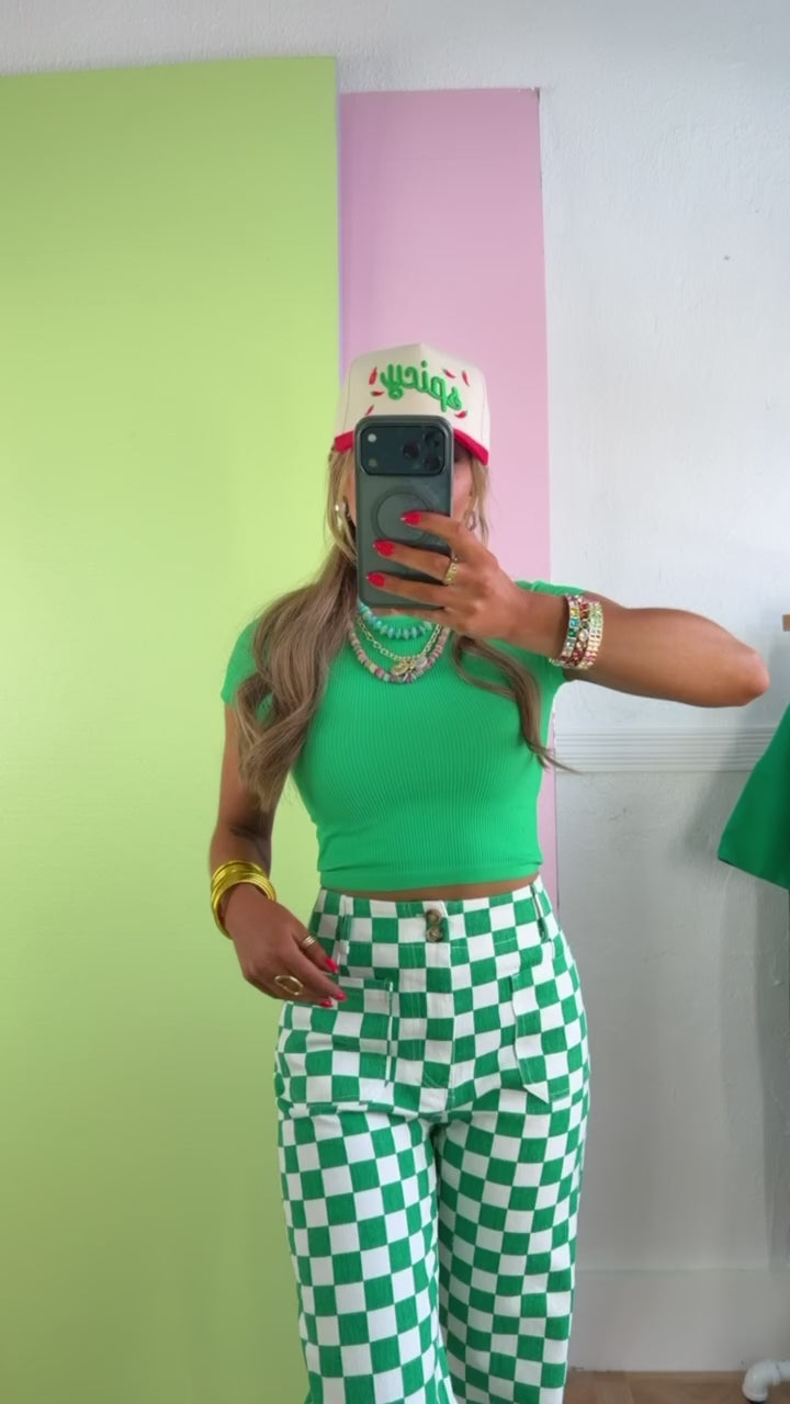 Finish Line Checkered Pant, Green