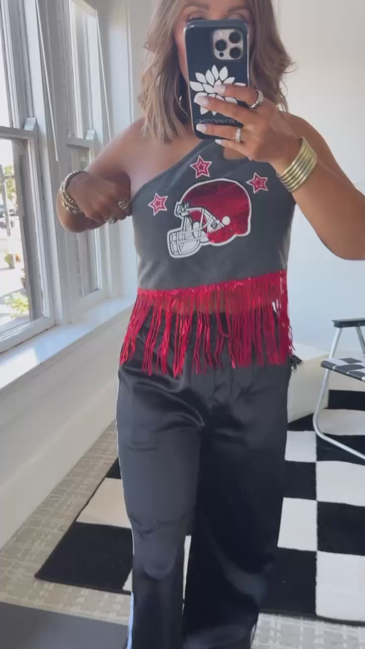 Football Season Chain Tank, Black