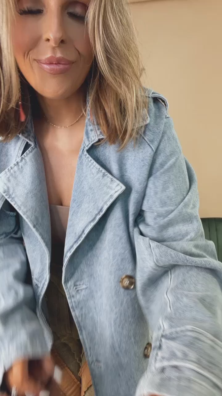 Dahlia Denim Belted Trench Coat – Everyday Chic Boutique